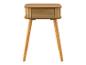 Table de chevet en bois avec coins arrondis et pieds inclinés