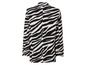 Een zwart-wit gestreepte blazer met zebraprint.