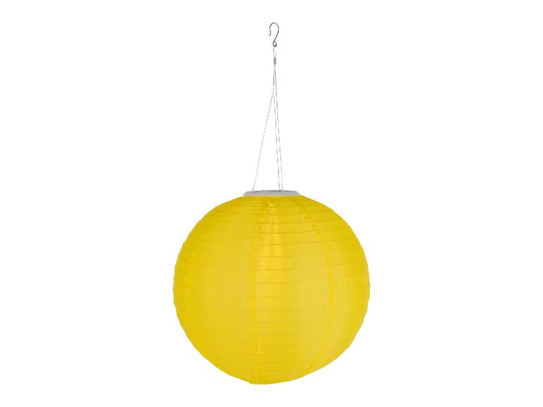 Gele ronde hangende solar lampion.