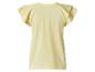 Geel dames T-shirt met ruchesmouwen, achterkant