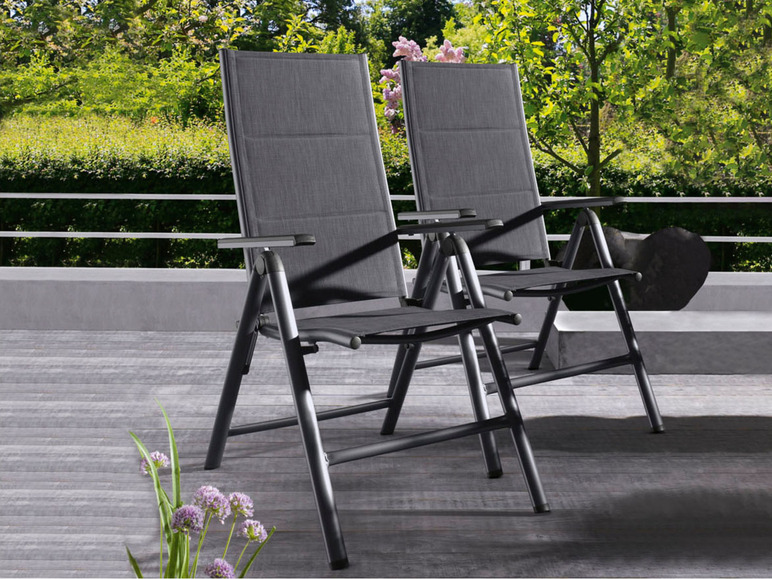 Aller en mode plein écran Chaises de jardin en aluminium anthracite set de 2 LIVARNO home Toronto - Photo 3
