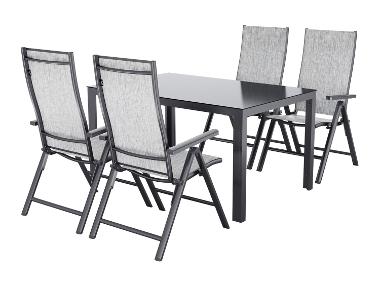 LIVARNO® Ensemble de jardin Houston : table avec 4 fauteuils à haut dossier