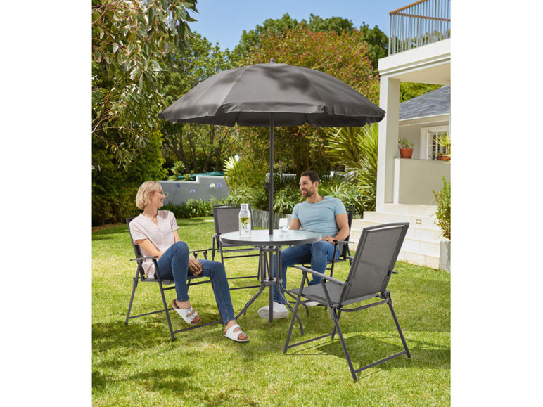Aller en mode plein écran LIVARNO home Set de meubles de jardin en acier avec parasol, 6 pièces - Photo 2