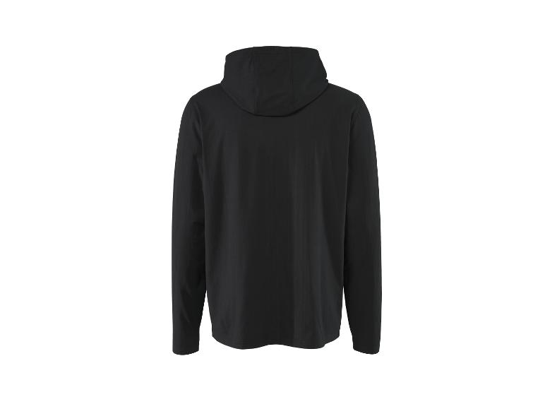 Zwarte hoodie, achteraanzicht.
