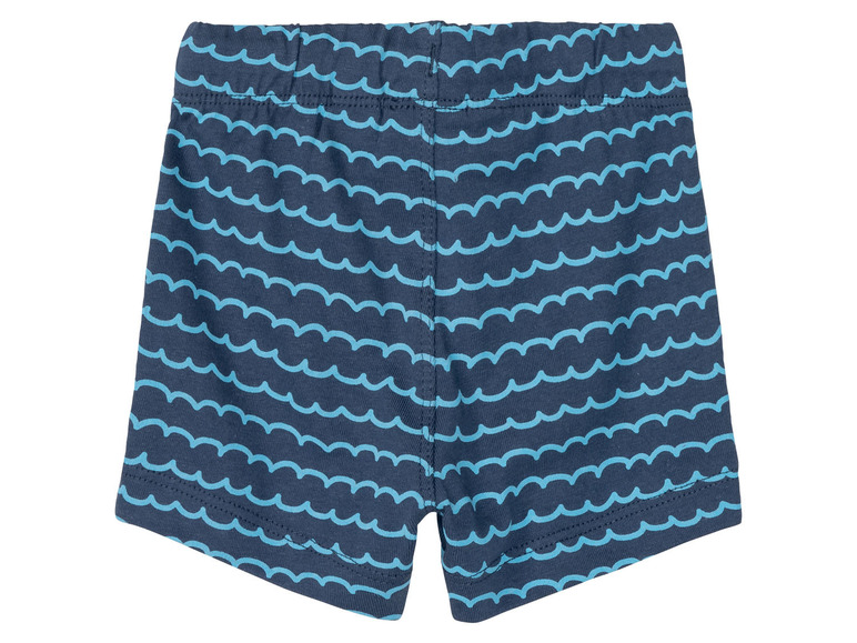 Boxer bleu avec un motif de vagues bleues.