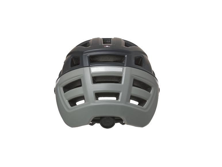 Un casque de vélo gris et noir de la marque Alpina.