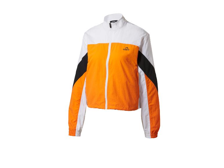 Crivit sportjack wit, oranje en zwart met rits.
