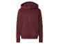 Sweat à capuche bordeaux zippé avec poches.