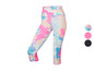 Un leggings rose et bleu avec un motif abstrait.