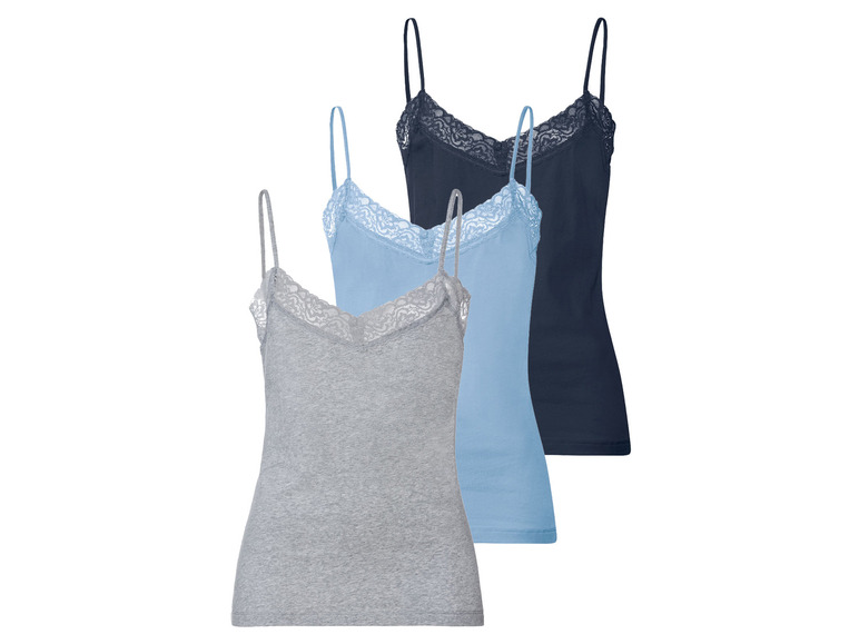 Ga naar volledige schermweergave: esmara® Set van 3 spaghettitops met kant - afbeelding 2