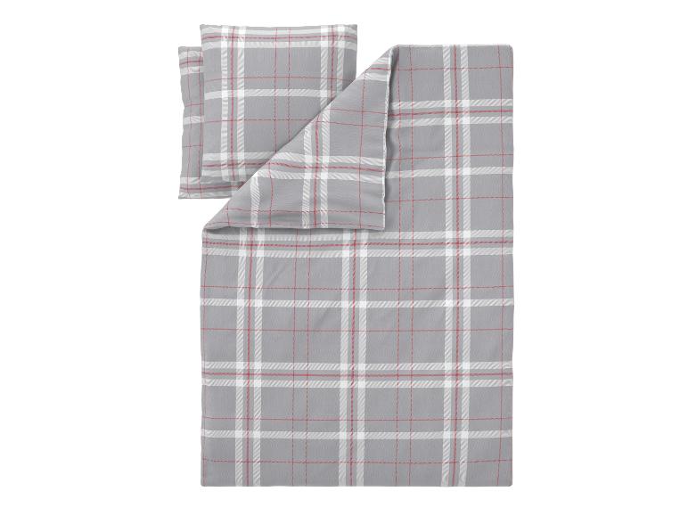 Grijs, wit en rood geruit beddengoedset.