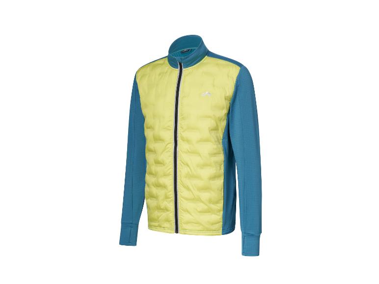 Een gele en blauwe herenjas met rits van Craft.