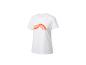 T-shirt blanc à manches courtes avec un motif orange.