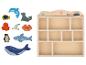 Houten zeedieren set en opbergrek met oceaanthema.