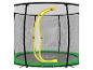 Trampoline met zwart veiligheidsnet en open gele rits