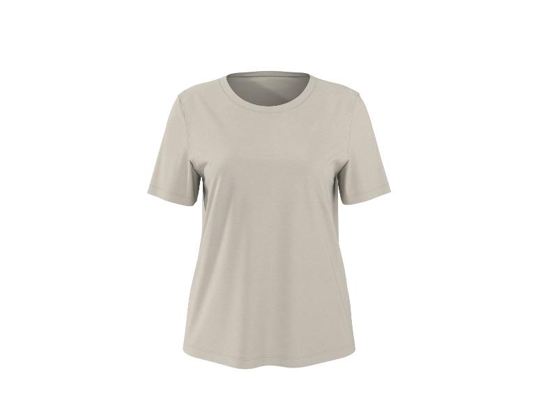 T-shirt femme beige à manches courtes et col rond