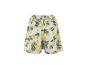 Witte short met gele citroenen en blauwe bloemenprint.