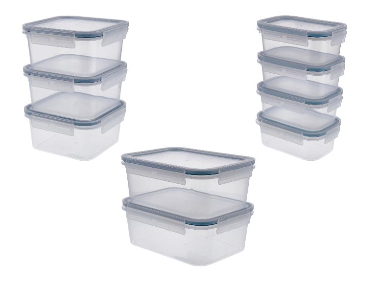 Ensemble de récipients alimentaires en plastique transparent avec couvercles gris