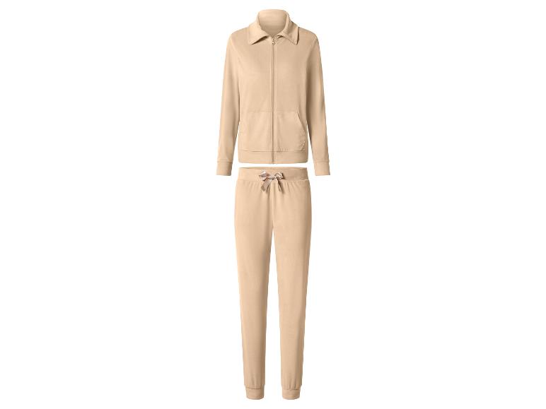 Beige trainingspak met rits en broek met trekkoord