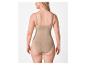 Vue arrière d'une femme portant un body sculptant beige.