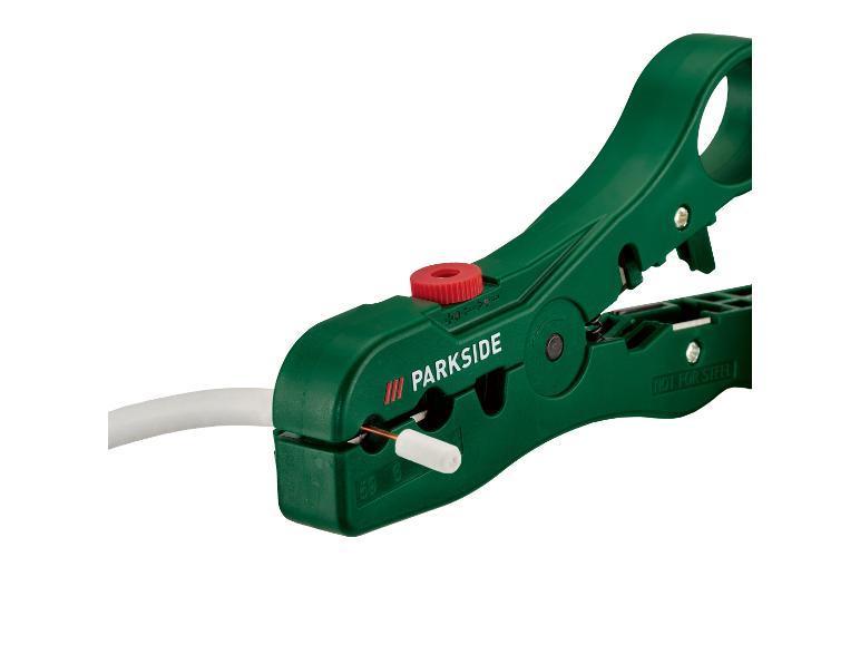 Pince à dénuder automatique PARKSIDE verte avec un fil blanc