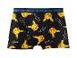 Boxers noirs avec motif de personnages de dessins animés jaunes et éclairs blancs.