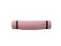 Roze opgerolde Crivit yogamat met zwarte banden