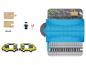Houten speelgoedtreinset met rails, locomotief, wagons en figuren.