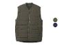 Gilet matelassé pour homme en vert foncé avec fermeture éclair frontale.