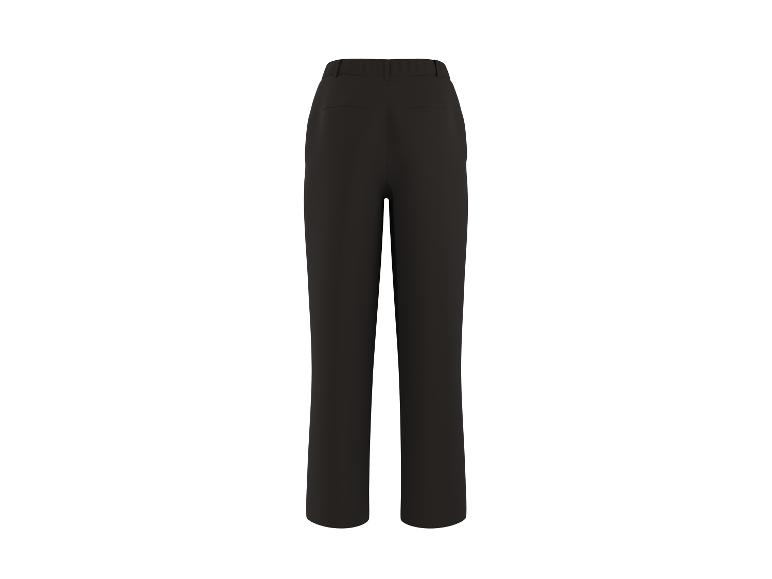 Zwarte damesbroek met elastische tailleband, achteraanzicht.