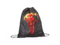 Un sac de sport LEGO Ninjago noir avec un motif de ninja rouge.