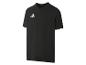 T-shirt de sport noir à manches courtes avec détails blancs.