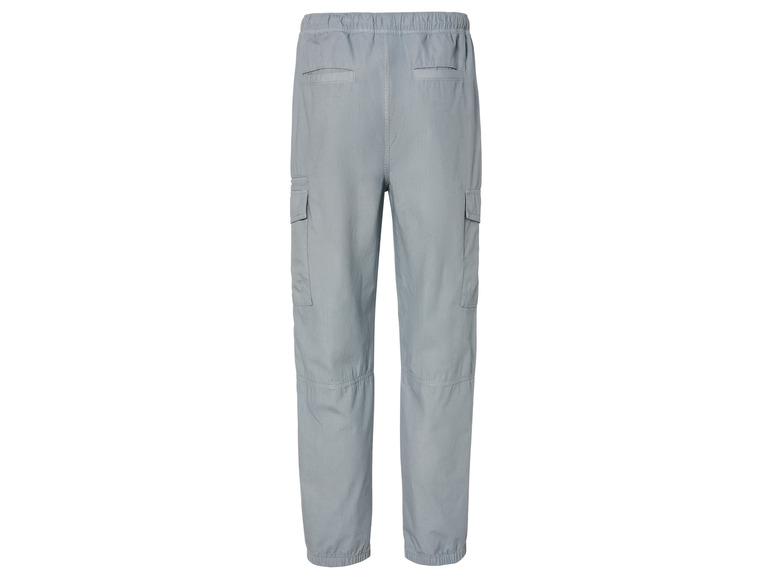 Grijze cargo broek met elastiek in de taille.