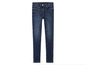 Een paar blauwe skinny jeans.