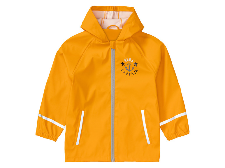 Imperméable jaune avec une ancre et le texte 'Ahoy Captain'