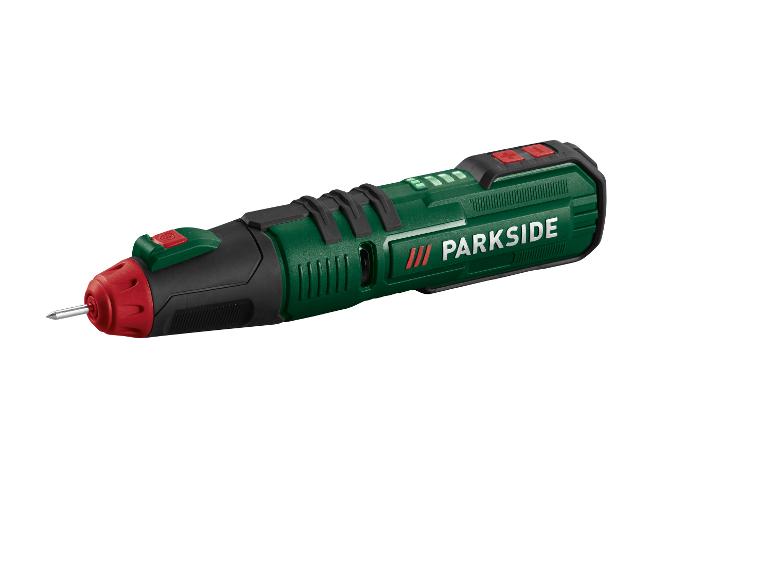 Groene Parkside elektrische gereedschap voor snijden en schuren.