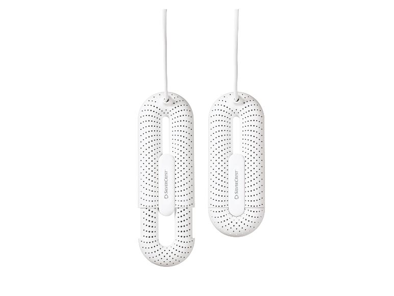 Deux sèche-chaussures blancs avec le logo SilverCrest.