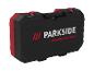 Mallette à outils noire et rouge avec le texte « PARKSIDE PERFORMANCE ».
