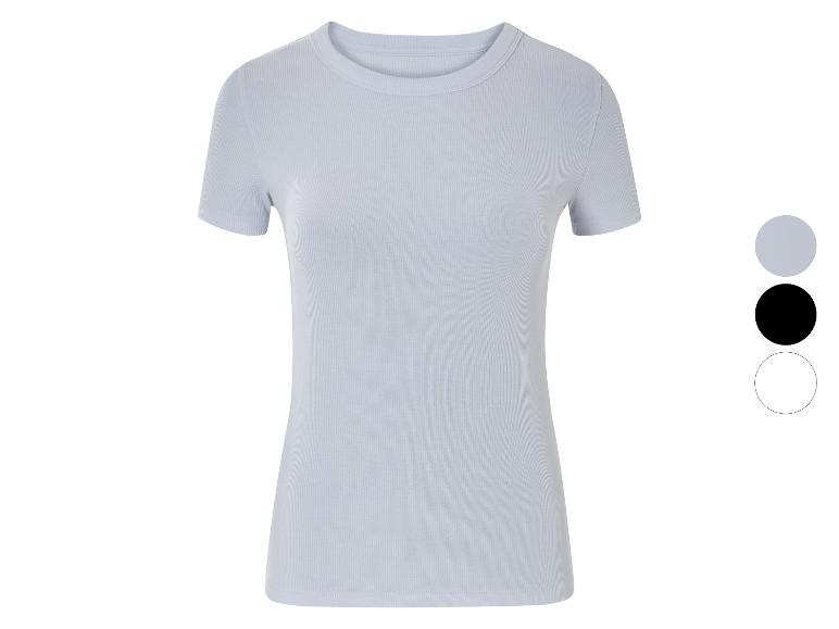 T-shirt à manches courtes en côtes bleu clair.