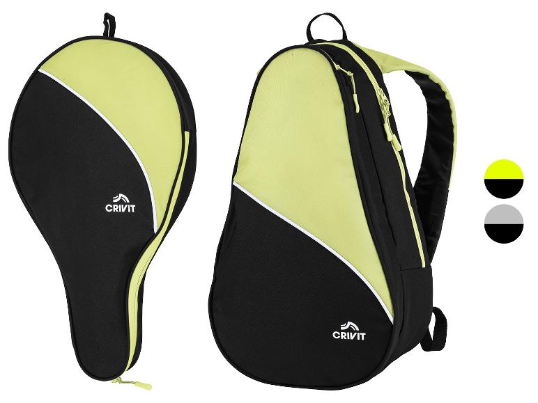 Sac à dos et étui Crivit pour raquette : jaune et noir.