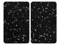 Deux carreaux noirs avec un motif marbré.
