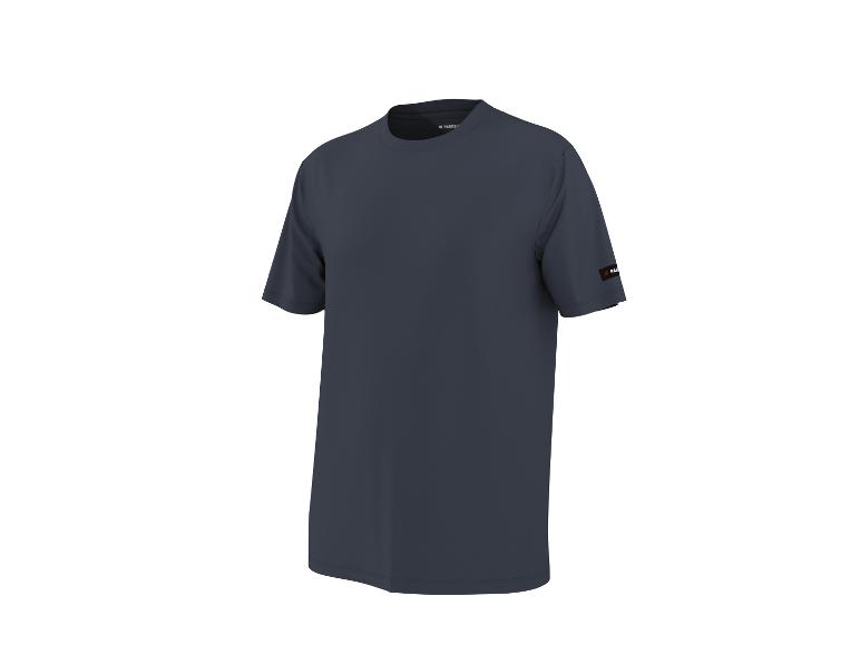 T-shirt à manches courtes bleu foncé avec col rond.