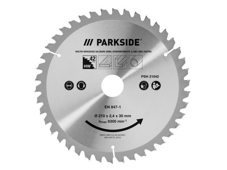 Een cirkelzaagblad van Parkside voor houtbewerking.