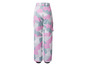 Skibroek met een geometrisch patroon in roze, grijs en wit.