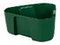 Een donkergroene plastic plantenbak.