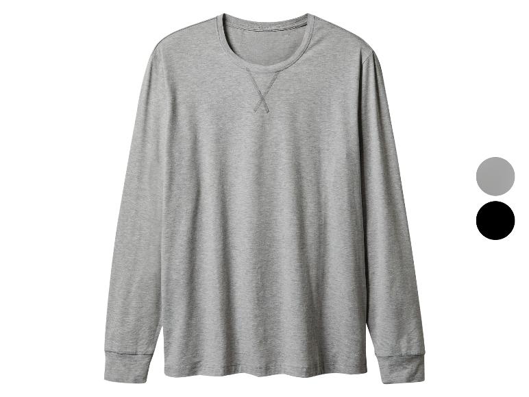 T-shirt gris à manches longues avec encolure ronde et coutures visibles