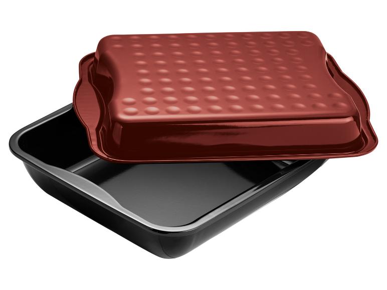 Plat à rôtir noir et marron avec couvercle