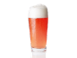 Verre de bière rouge, mousseuse et rafraîchissante.