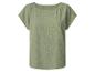 Groene damesblouse met korte mouwen en ronde hals, met gestructureerde stof.