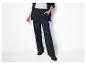Pantalon de costume rayé bleu marine et mocassins noirs à plateforme